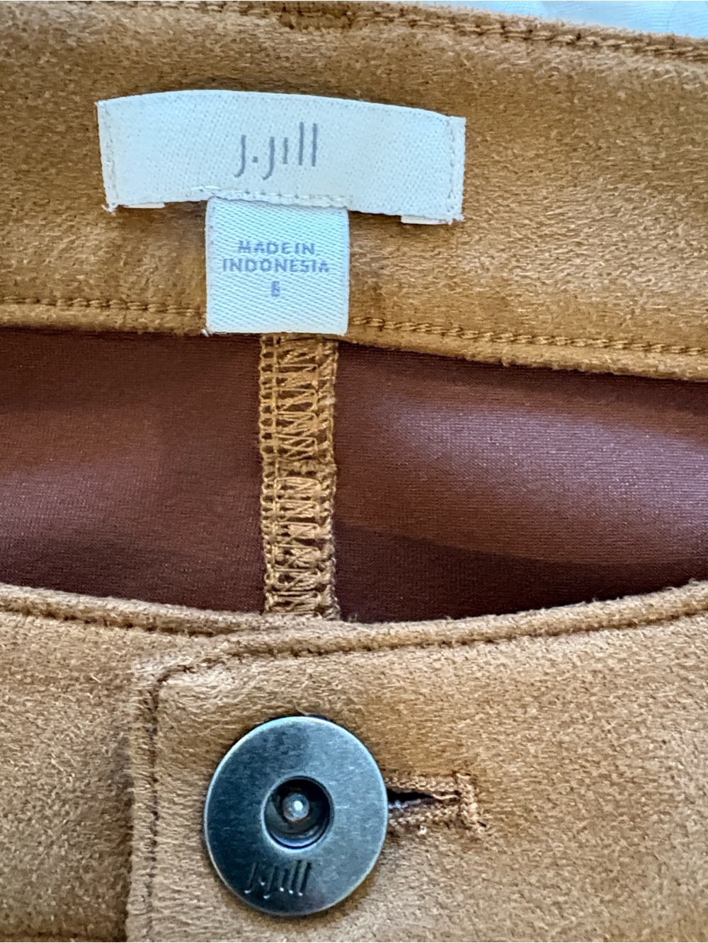 J. Jill Camel Suede-Look 4-Pocket Pants with Branded Button - Picture 4 of 6